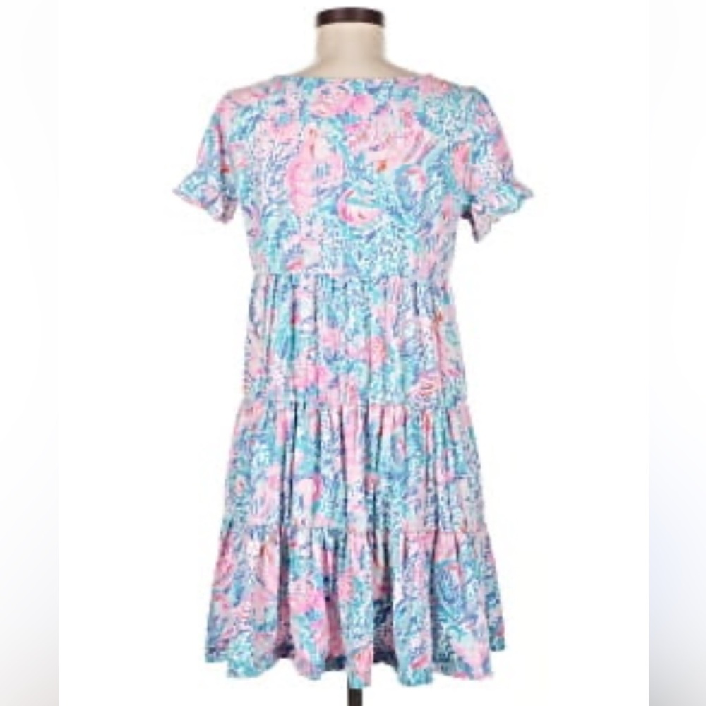 New Lilly Pulitzer Geanna Flutter Sleeve Green Ruffled Smocked Dress - Picture 13 of 14